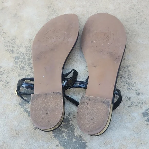 Tory Burch Women's Black patent Dillan Sandal Size 7.5 - Picture 10 of 13